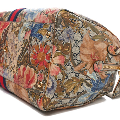 Gucci GG Supreme Monogram Ophidia Flora Print Large Duffle Bag Beige Blue Multicolor 11 of 11