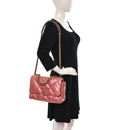 Chanel Iridescent Lambskin Quilted Large Chanel 19 Flap Pink 2 of 10