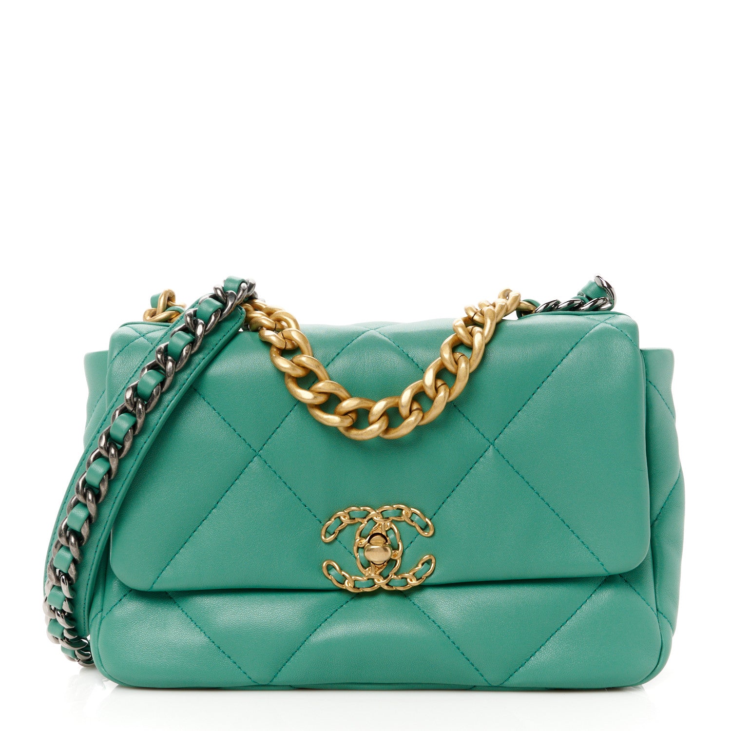 Chanel Lambskin Quilted Medium Chanel 19 Flap Green 1 of 11
