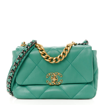 Chanel Lambskin Quilted Medium Chanel 19 Flap Green 1 of 11