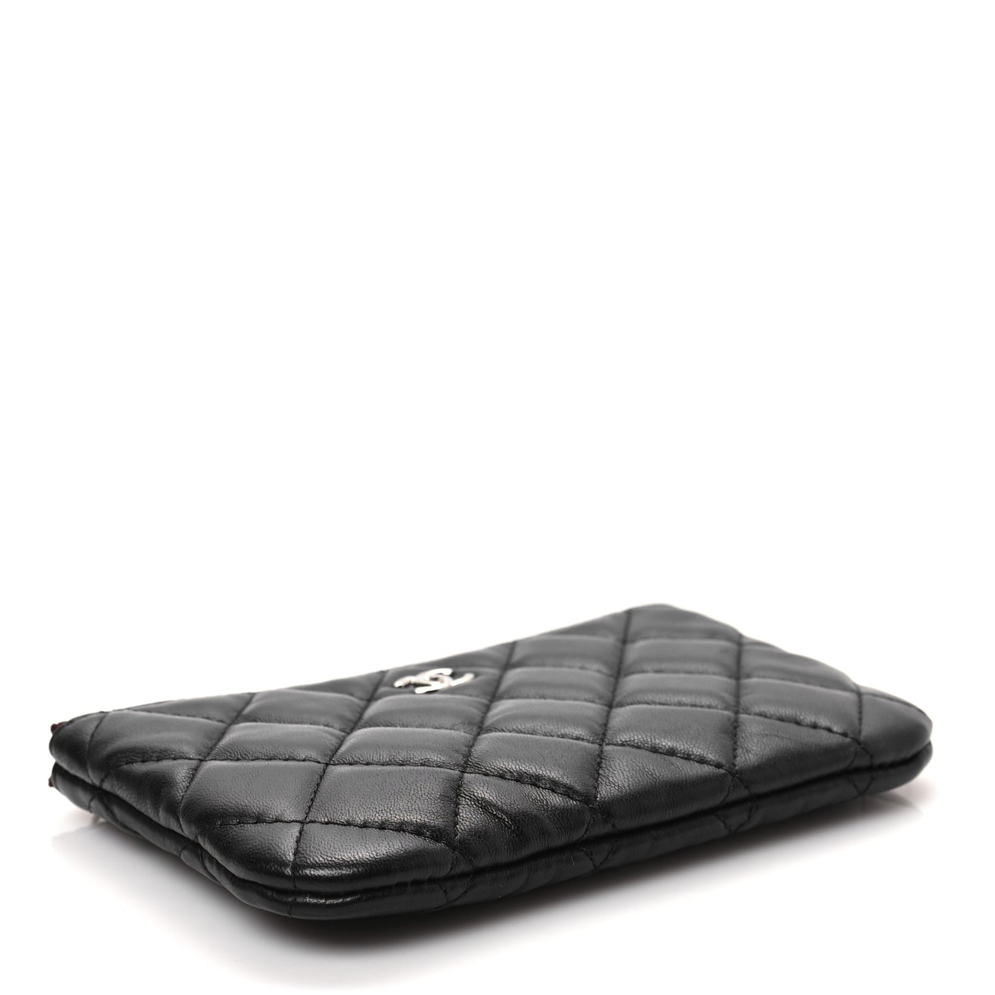 Lambskin Quilted Small Cosmetic Case Black