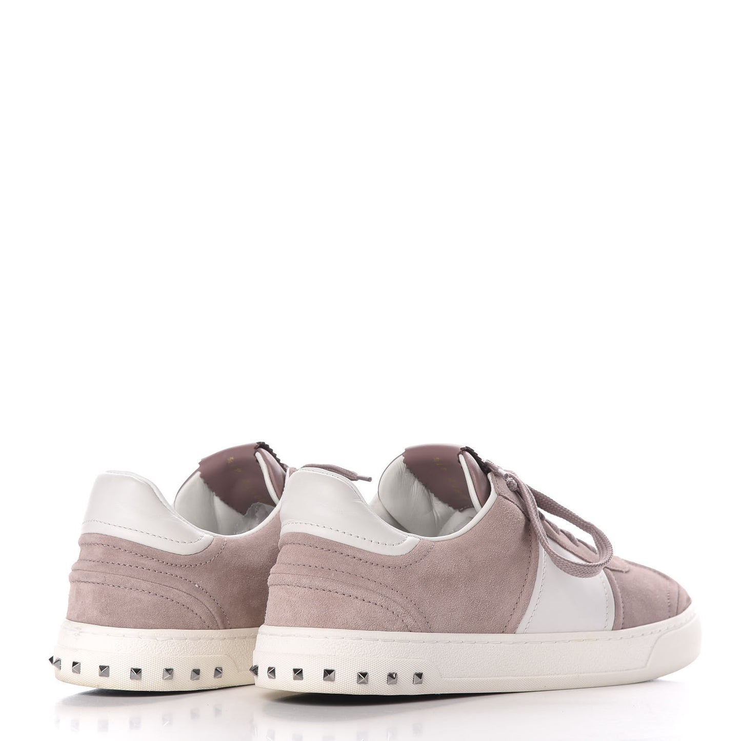 Suede Calfskin Mens Rockstud Flycrew Sneakers 41.5 Pink White