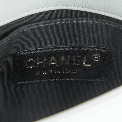 Chanel Calfskin Quilted Graphic Mini Flap Bag Black White 10 of 11