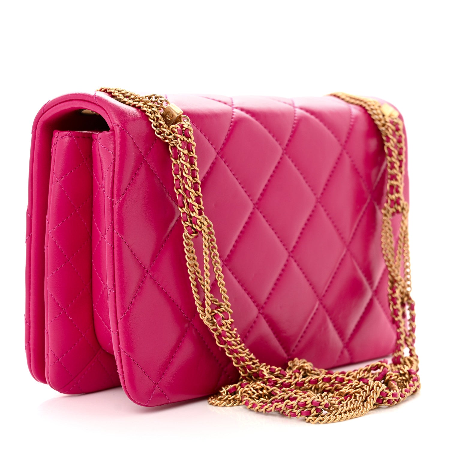 Chanel Lambskin Quilted On And On Small Chain Flap Fuchsia 3 of 12