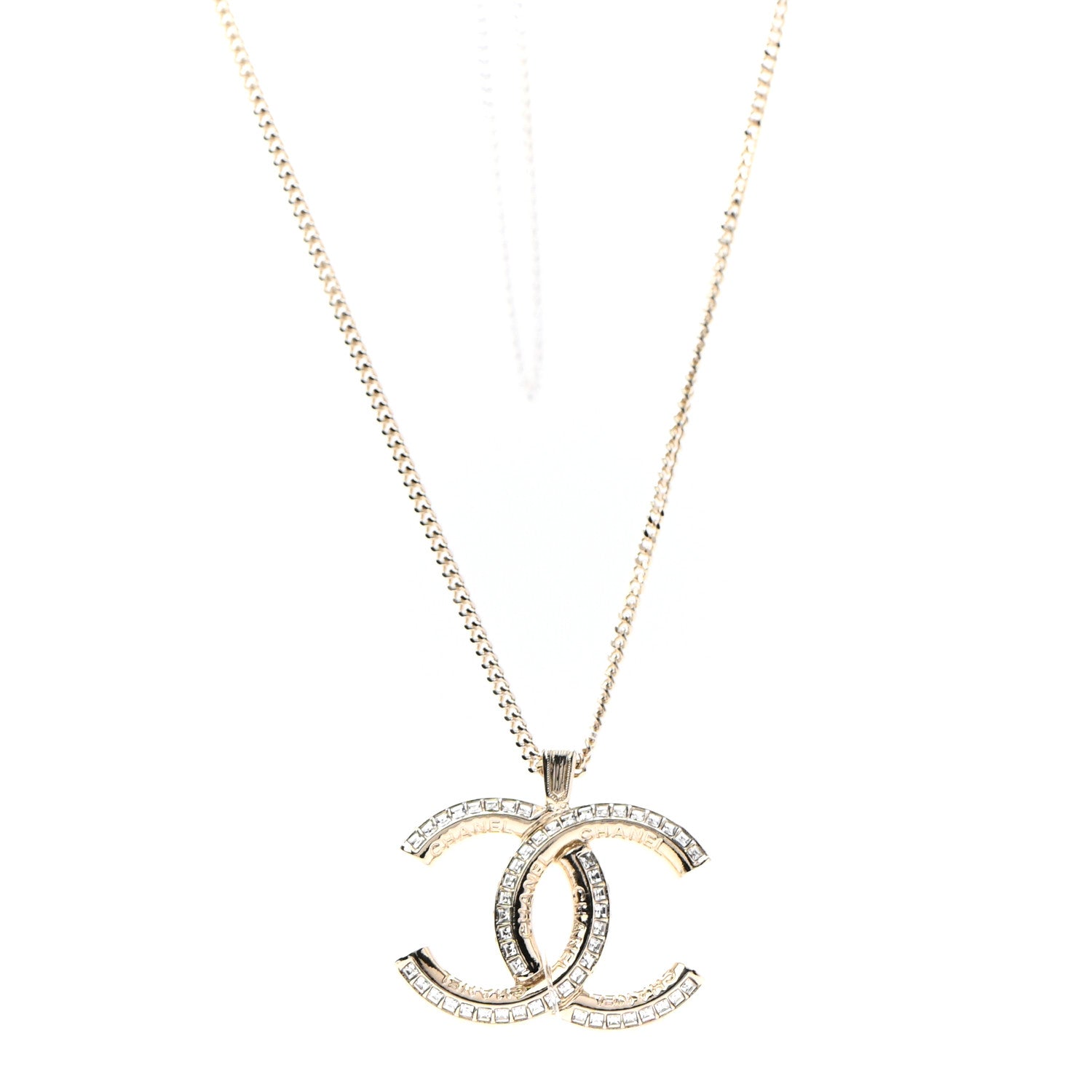 Chanel Crystal CC Chain Necklace Gold 1 of 5
