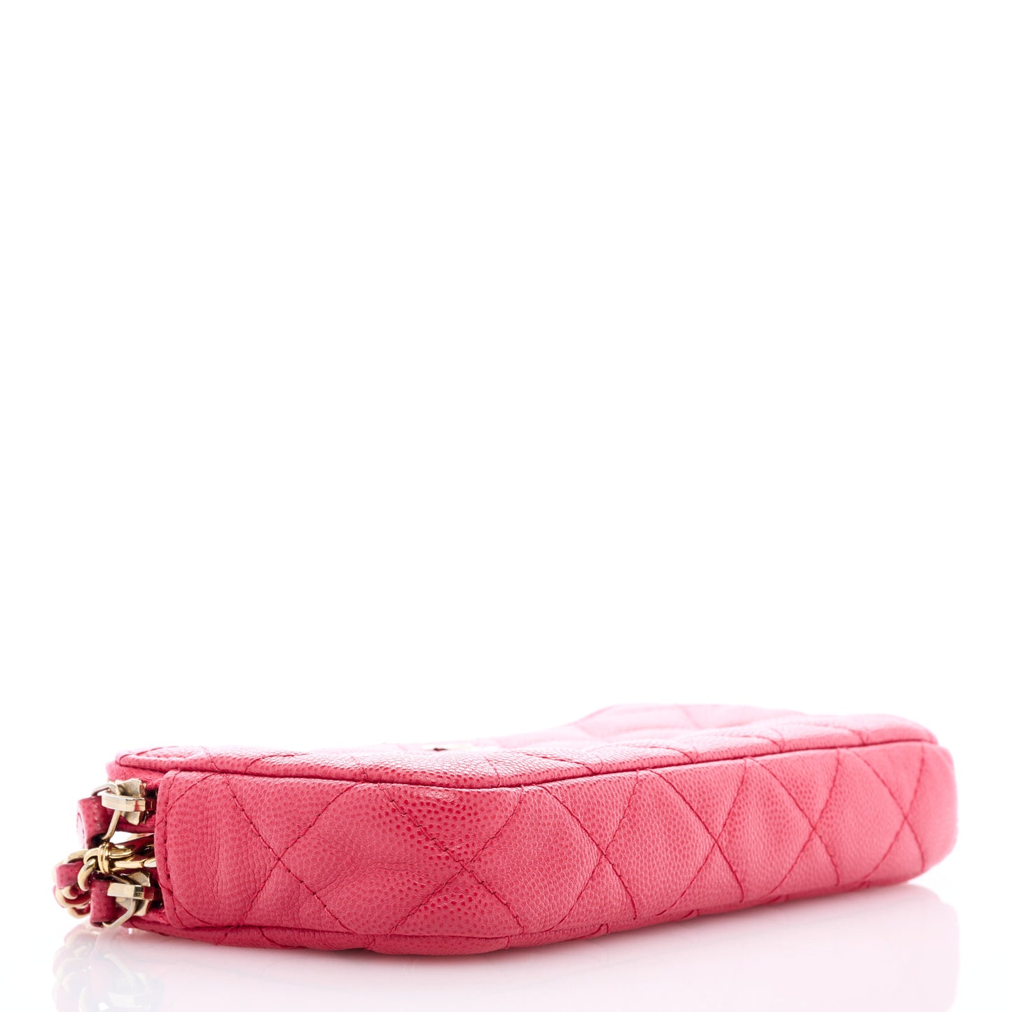 Caviar Quilted Small Clutch With Chain Pink
