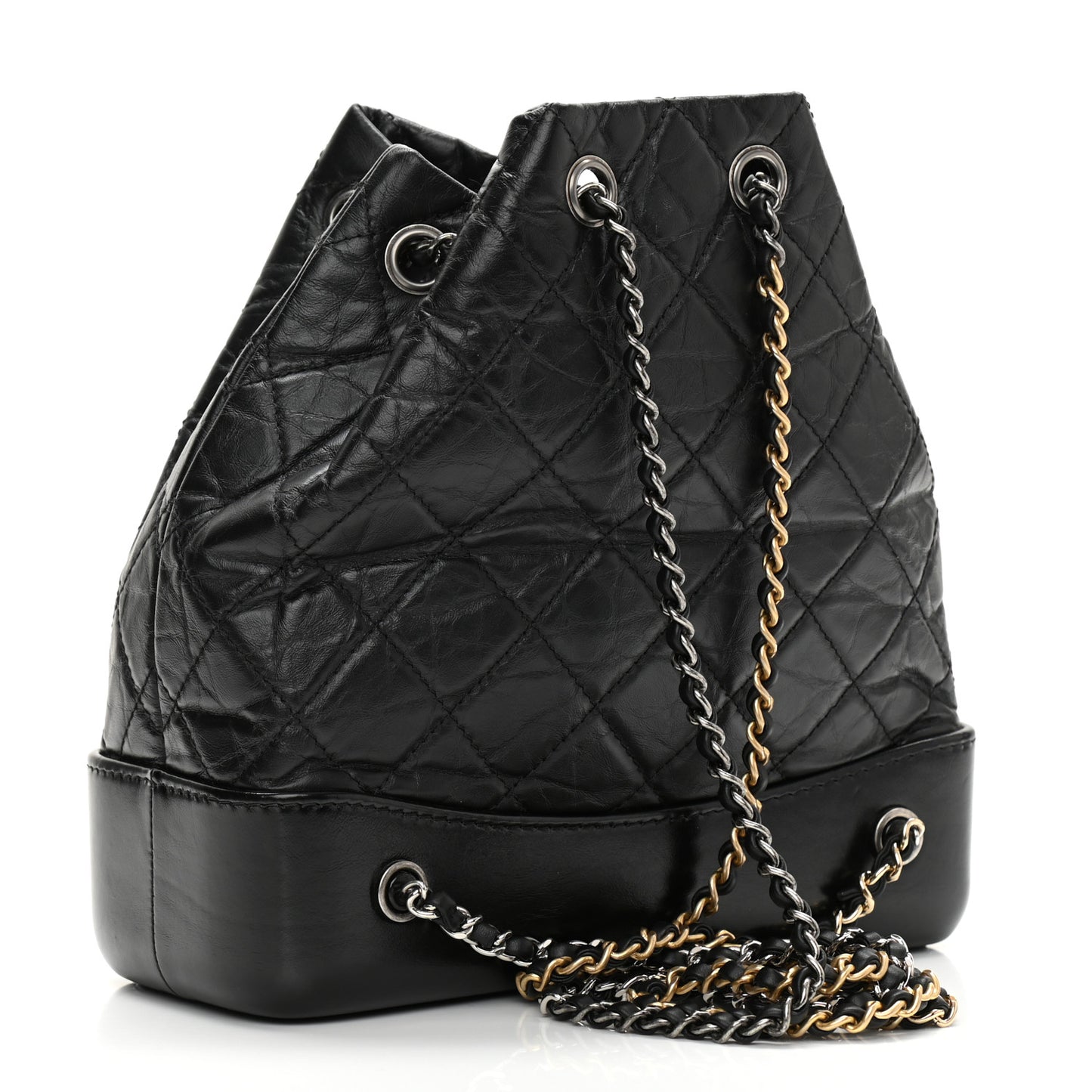 Aged Calfskin Quilted Small Gabrielle Backpack Black