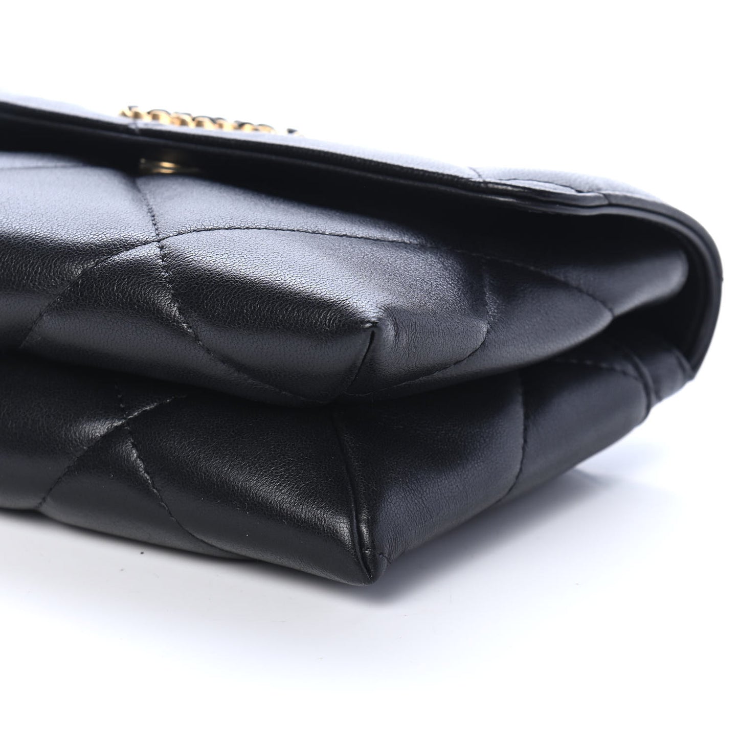 Lambskin Quilted Chanel 19 Flap Clutch Black