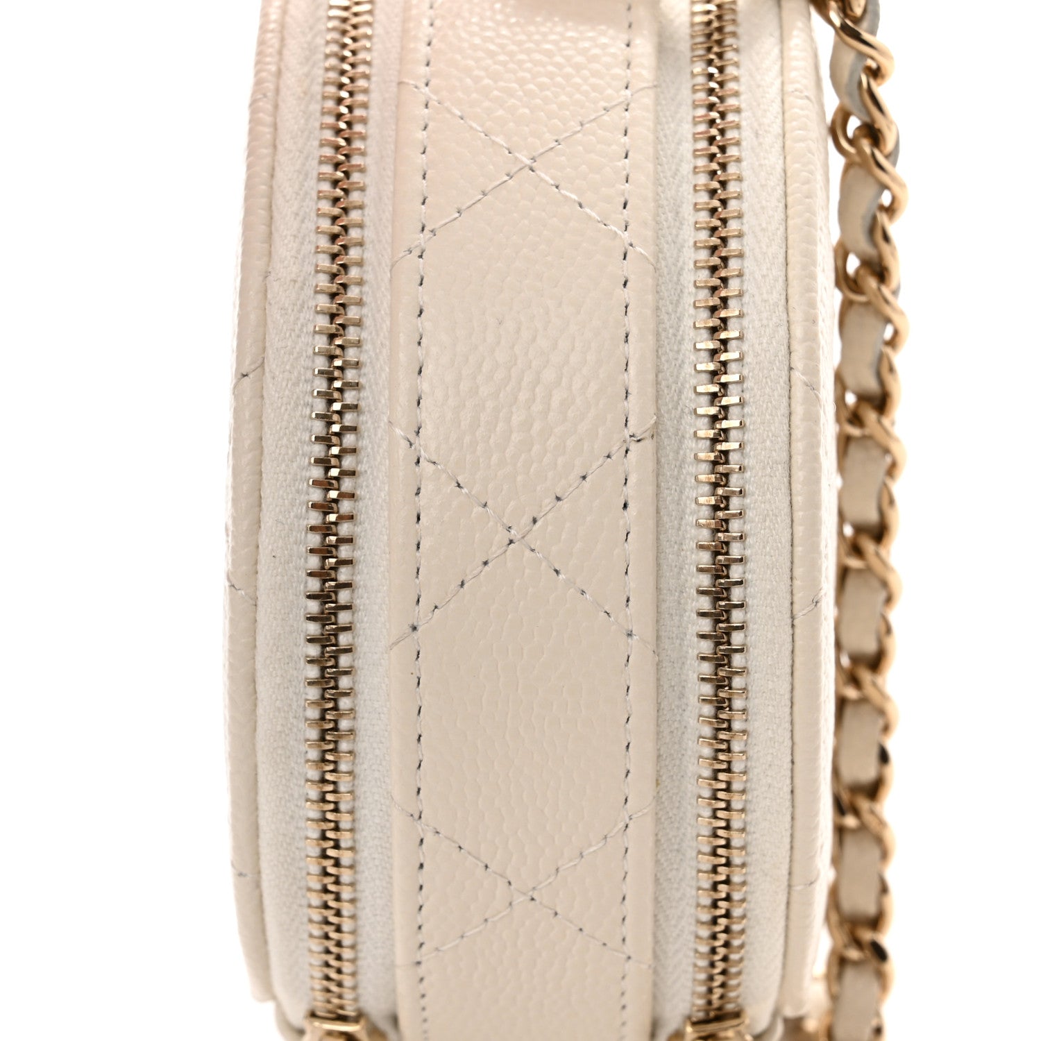 Chanel Caviar Quilted Round Handle With Care Vanity With Chain White 9 of 11