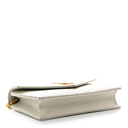 Saint Laurent Grain De Poudre Matelasse Chevron Monogram Envelope Chain Wallet Crema Soft 4 of 10