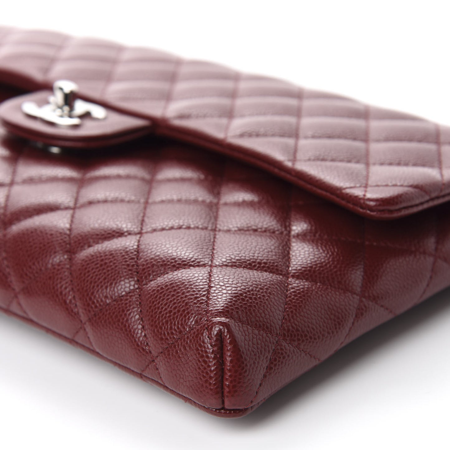 Caviar Quilted Flap Clutch Burgundy