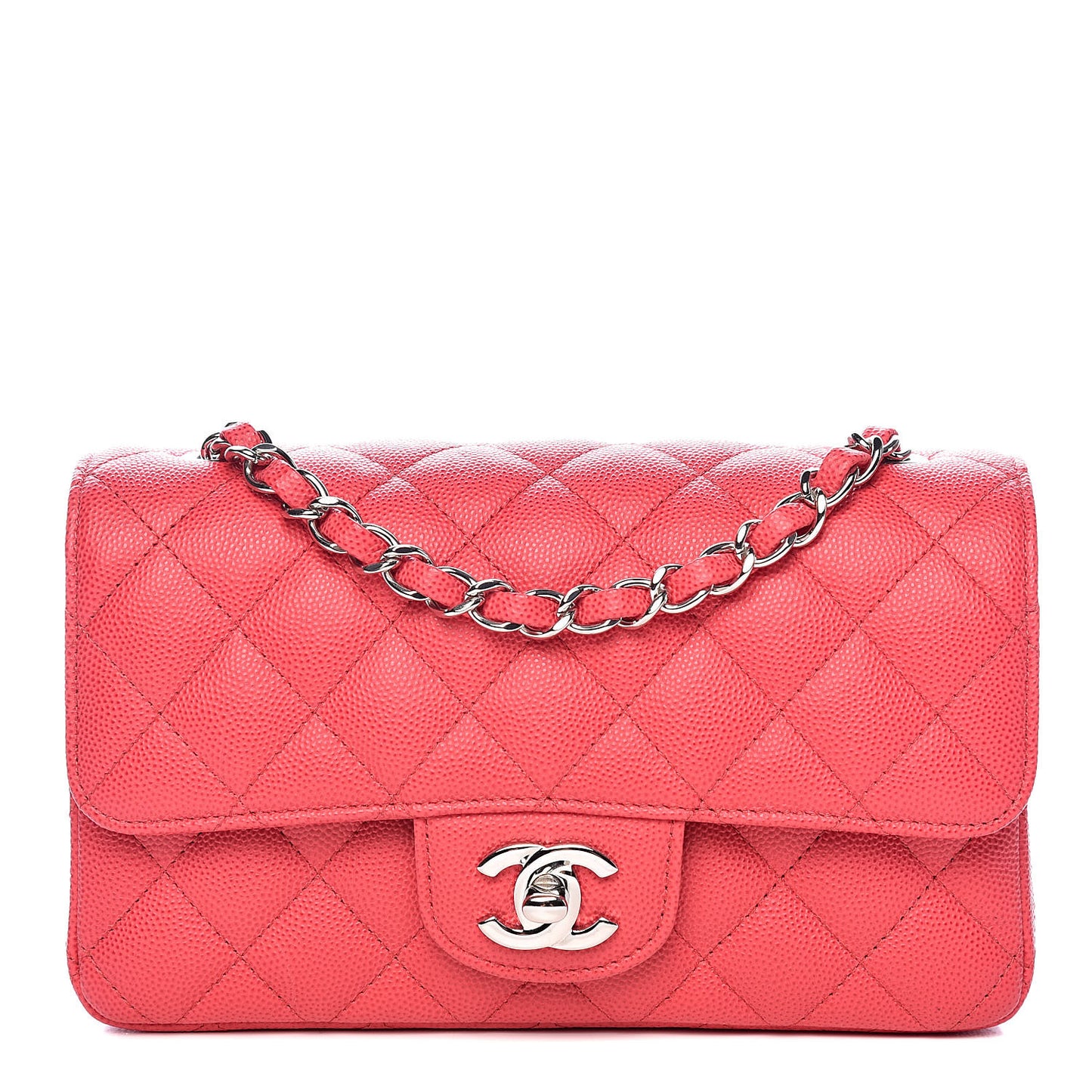 Caviar Quilted Mini Rectangular Flap Dark Pink