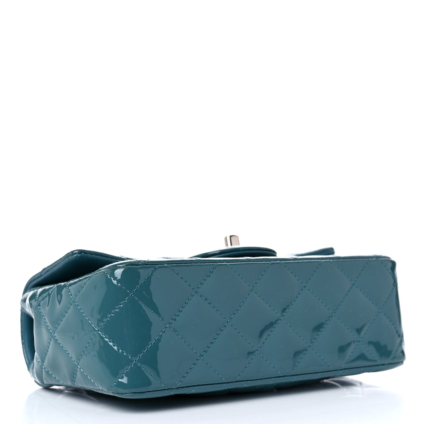Patent Quilted Mini Rectangular Flap Turquoise