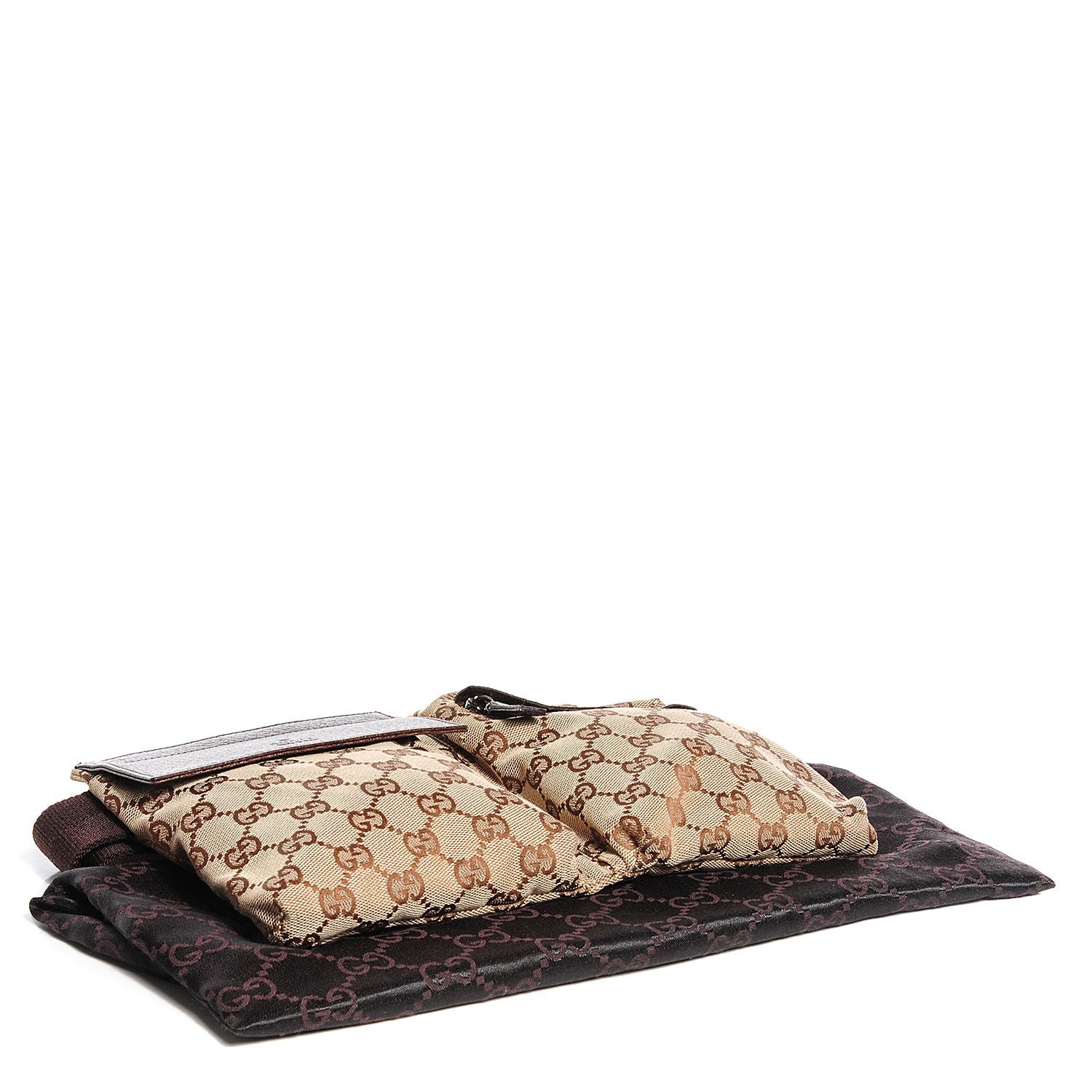 Gucci GG Monogram Double Pocket Belt Bag Dark Brown 4 of 9