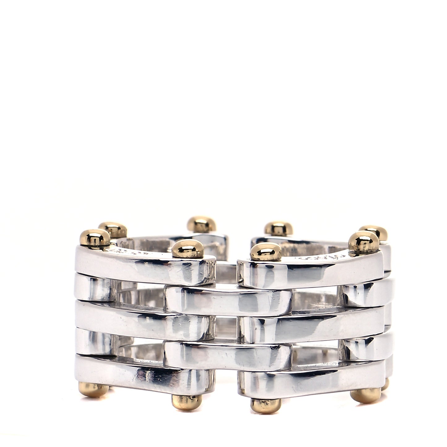 Sterling Silver 18K Yellow Gold Gatelink Ring 47 4
