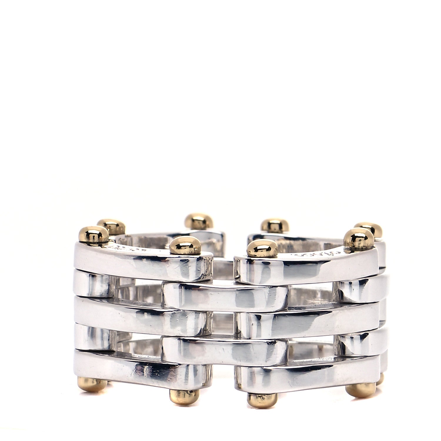 Tiffany Sterling Silver 18K Yellow Gold Gatelink Ring 47 4 3 of 5