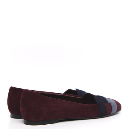 Hermes Suede Goatskin Nice Ballerina Flats 36.5 Bordeaux Navy Slate 4 of 7
