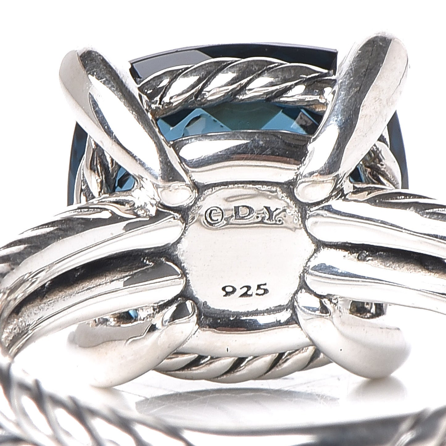 Sterling Silver Diamond Hampton Blue Topaz 11mm Chatelaine Ring 52 6