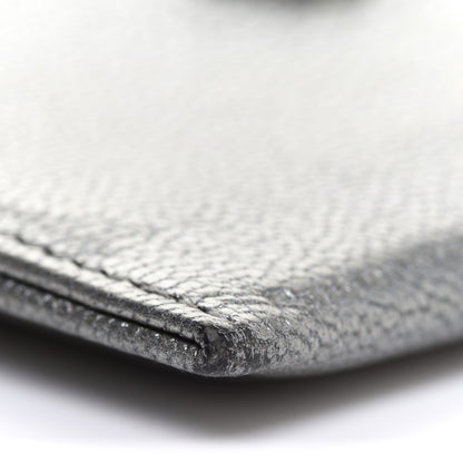 Chanel Metallic Goatskin CC Button Card Holder Silver 5 of 14