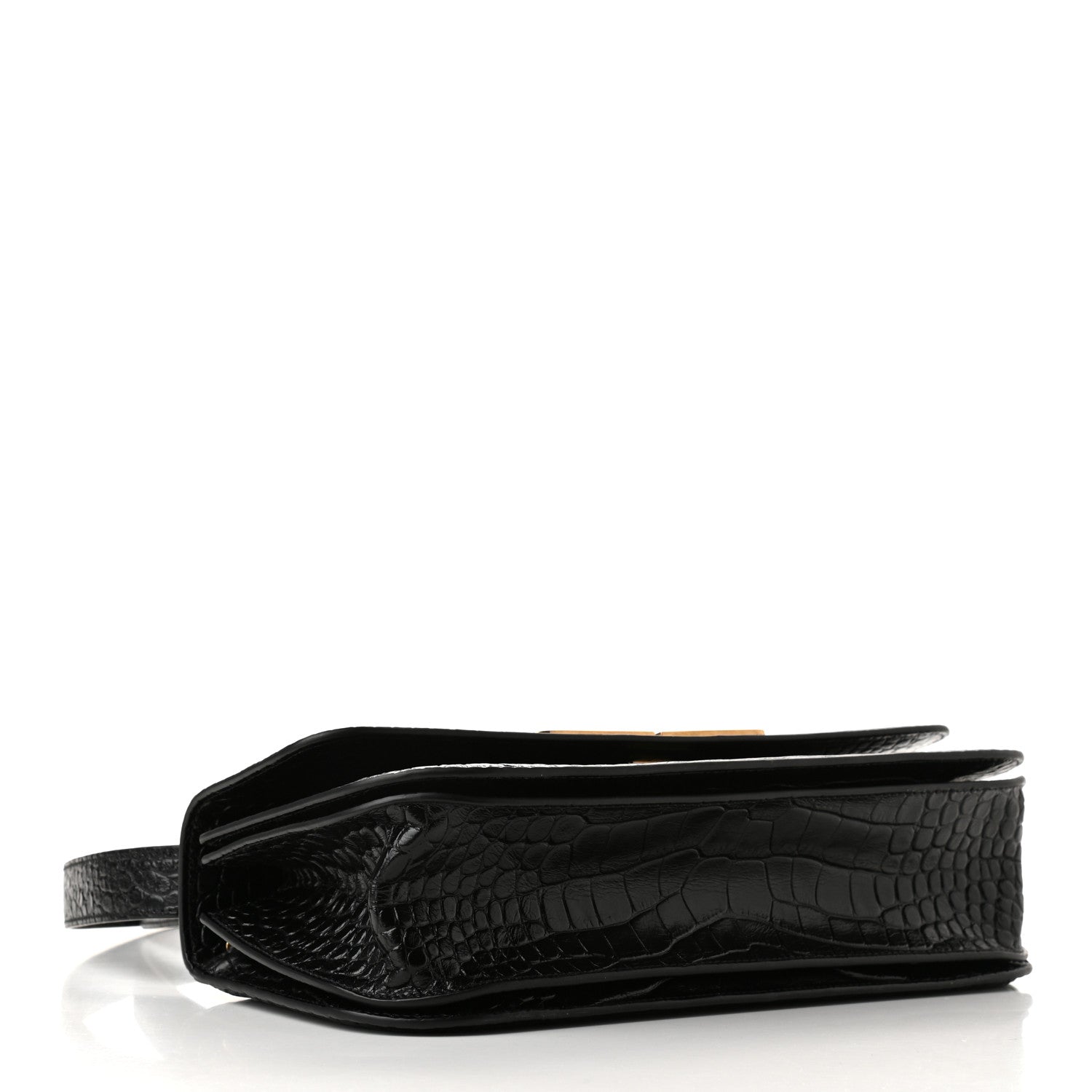 Balenciaga Extra Supple Calfskin Crocodile Embossed Medium Gossip Bag Black 4 of 8