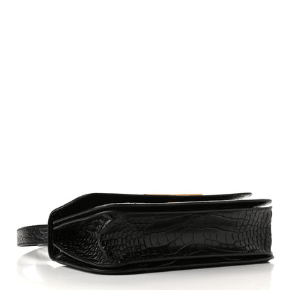 Balenciaga Extra Supple Calfskin Crocodile Embossed Medium Gossip Bag Black 4 of 8