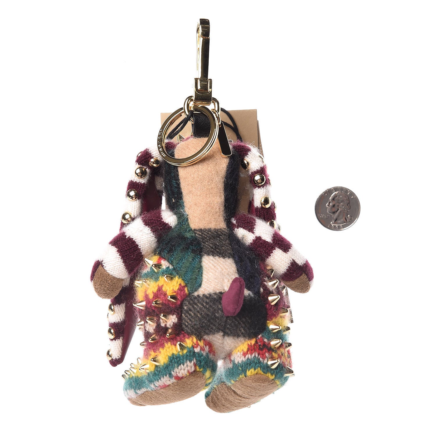 Burberry Cashmere Studded Vera The Hare Bag Charm Bordeaux Multicolor 2 of 3