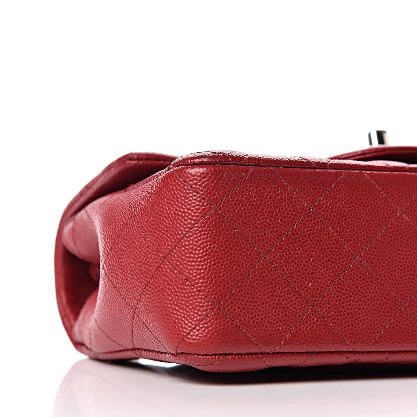 Caviar Quilted Mini Rectangular Flap Dark Red