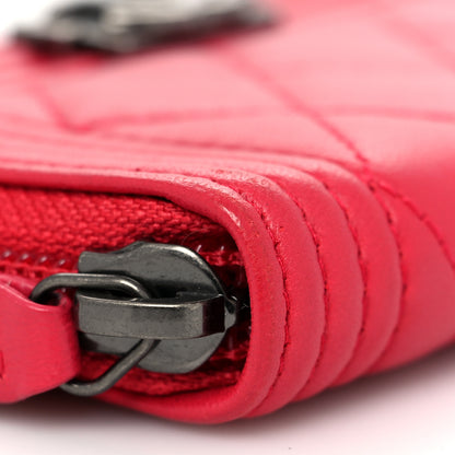 Chanel Lambskin Quilted Boy Zip Around Coin Purse Wallet Red 10 of 11