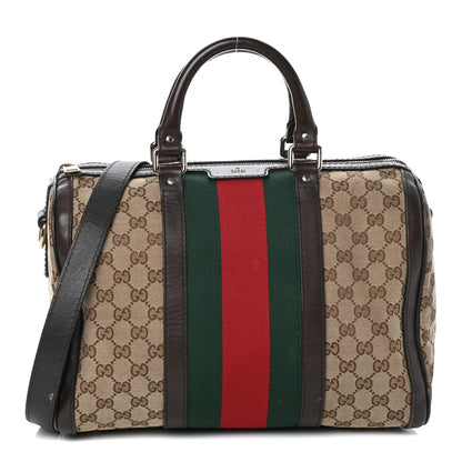 Gucci Monogram Vintage Web Medium Boston Dark Brown 1 of 10