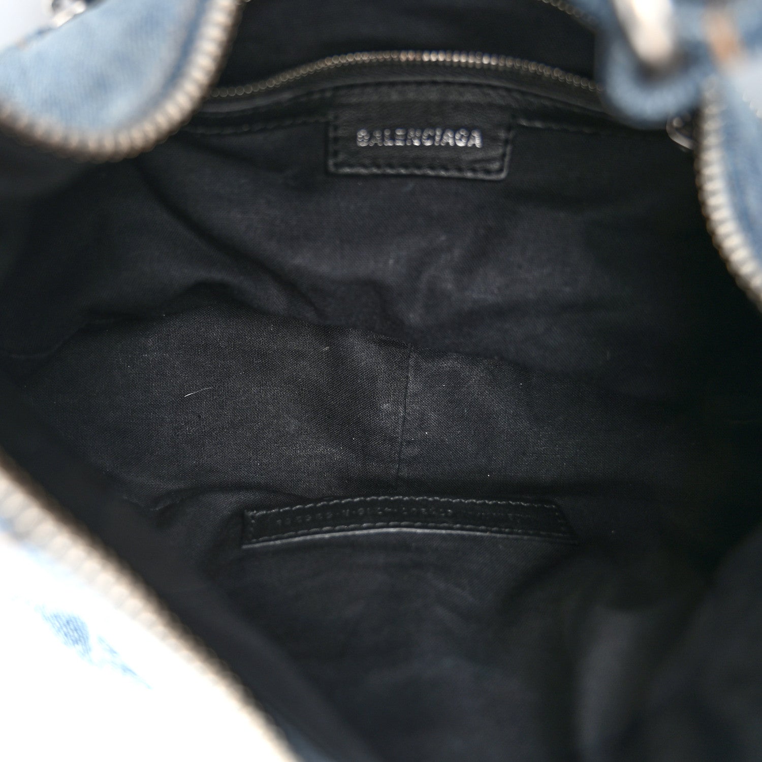 Balenciaga Washed Frayed Denim Crystal Small Le Cagole Shoulder Bag Blue 5 of 12