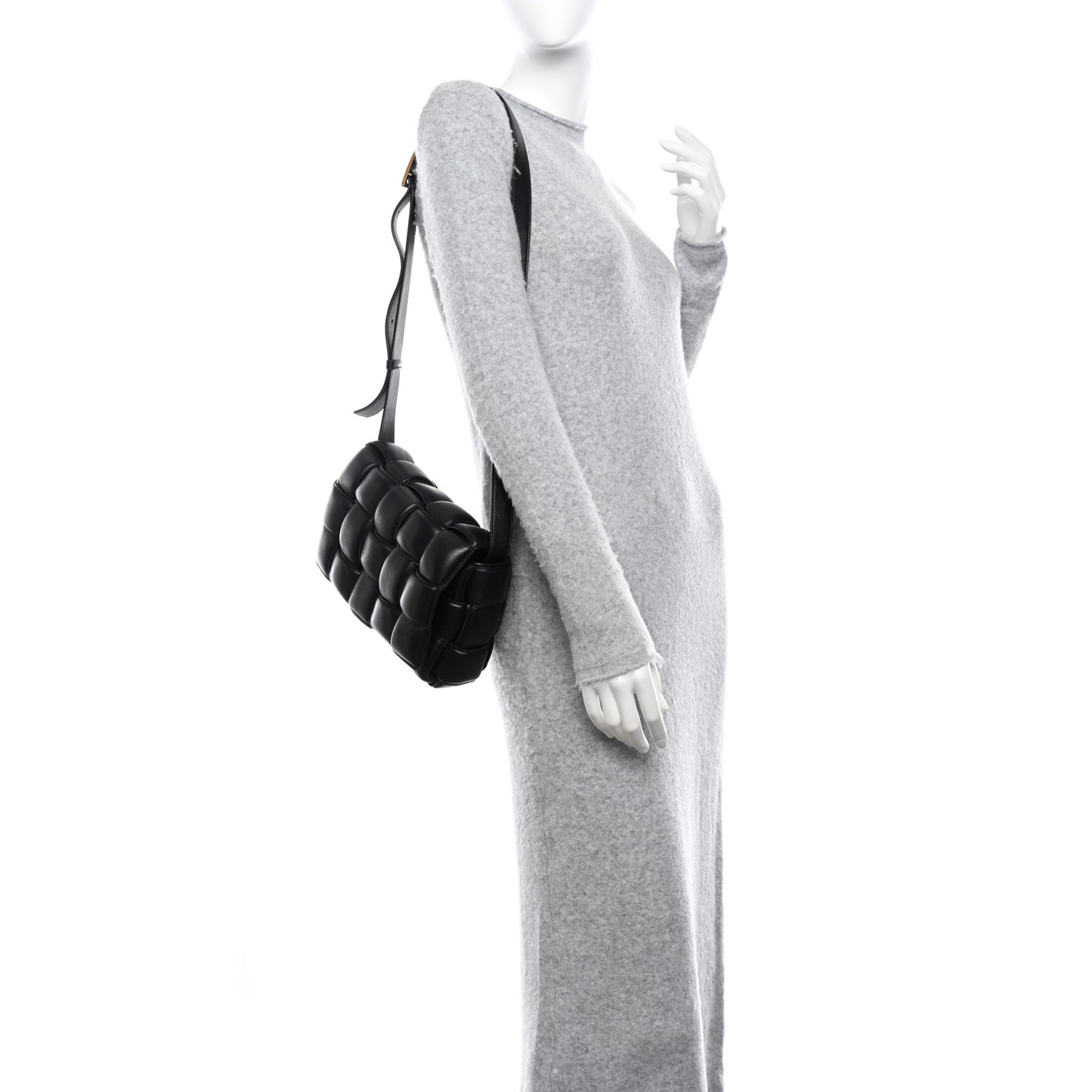 Nappa Maxi Intrecciato Padded Cassette Crossbody Bag Black
