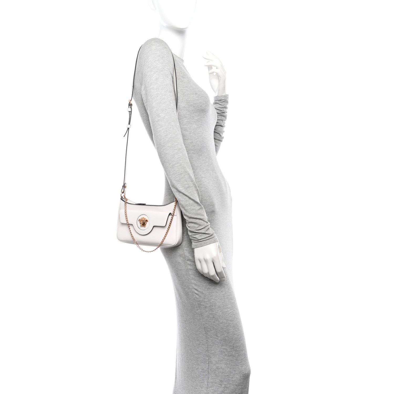 Versace Grained Calfskin La Medusa Mini Crossbody Bag White 2 of 10