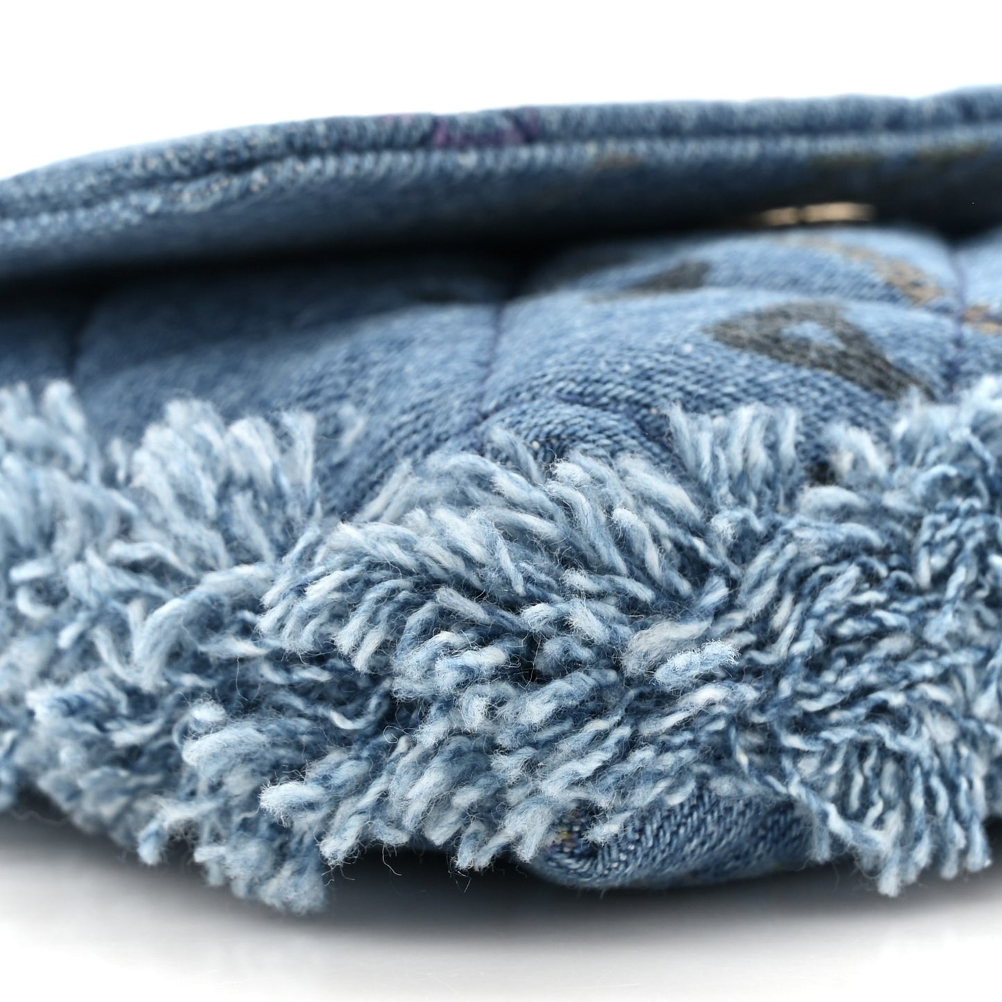 Denim Quilted Denim Mood Clutch With Chain Blue Multicolor