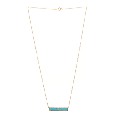 Jennifer Meyer 18K Yellow Gold Diamond Turquoise Bar Pendant Necklace 3 of 4