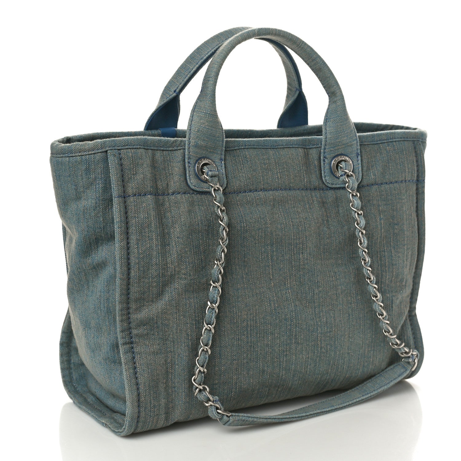 Chanel Denim Small Deauville Tote Light Blue 3 of 10