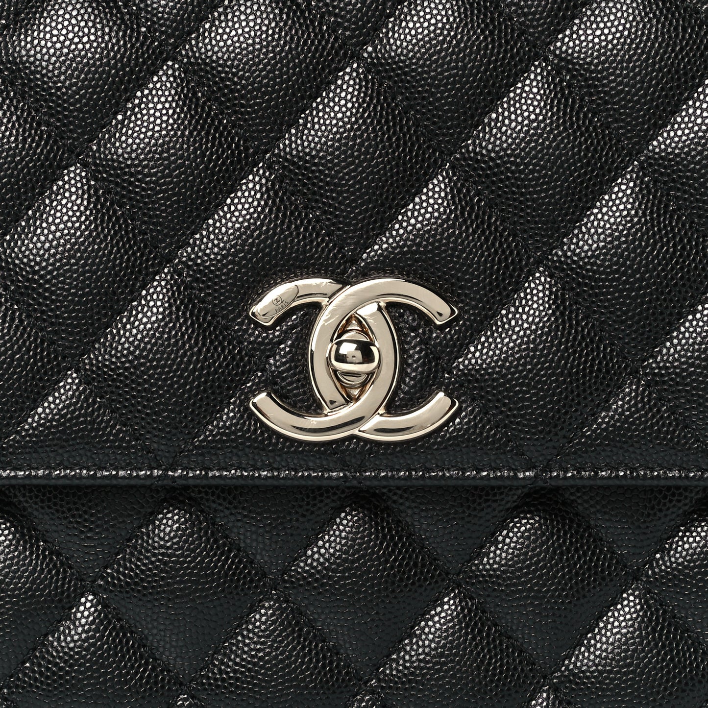 Caviar Lizard Quilted Small Coco Handle Flap Black