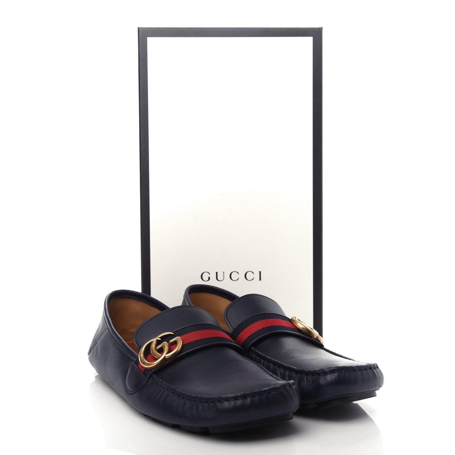 Velvety Calfskin Web Mens Noel Driver Loafers 10 Blue