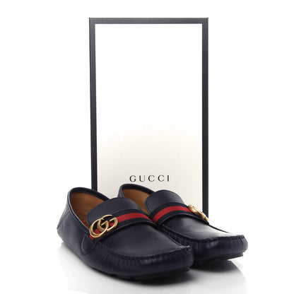 Gucci Velvety Calfskin Web Mens Noel Driver Loafers 10 Blue 12 of 12