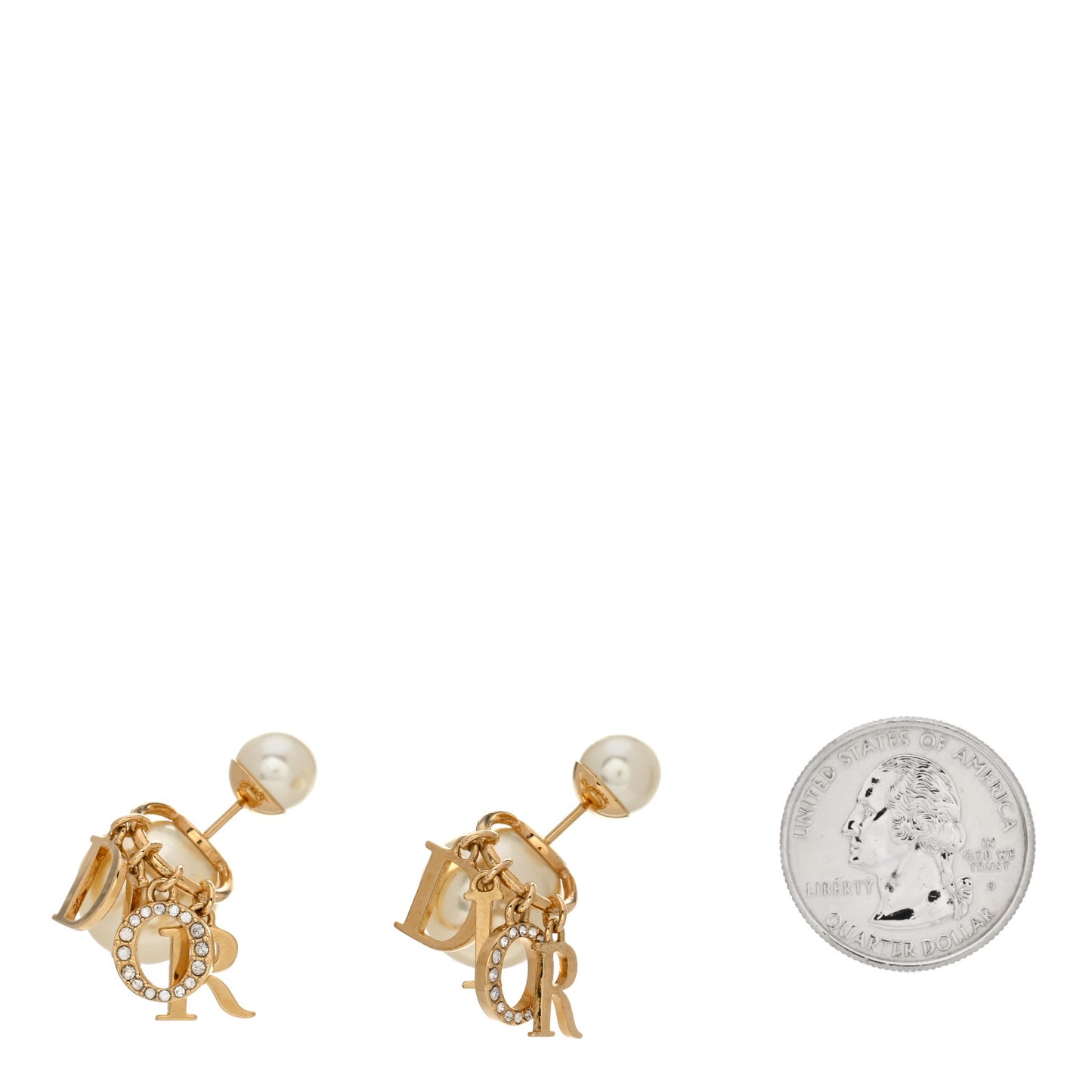 Pearl Crystal Tribal Logo Charms Earrings Gold