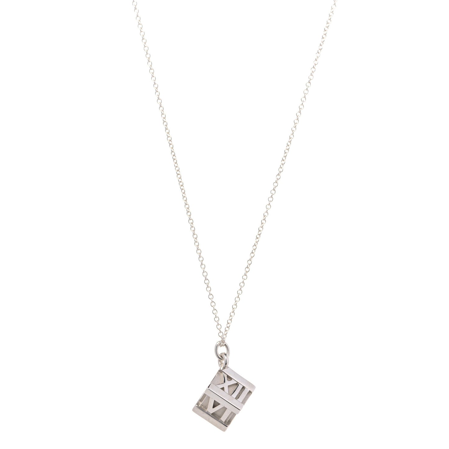 Sterling Silver Atlas Cube Pendant Necklace