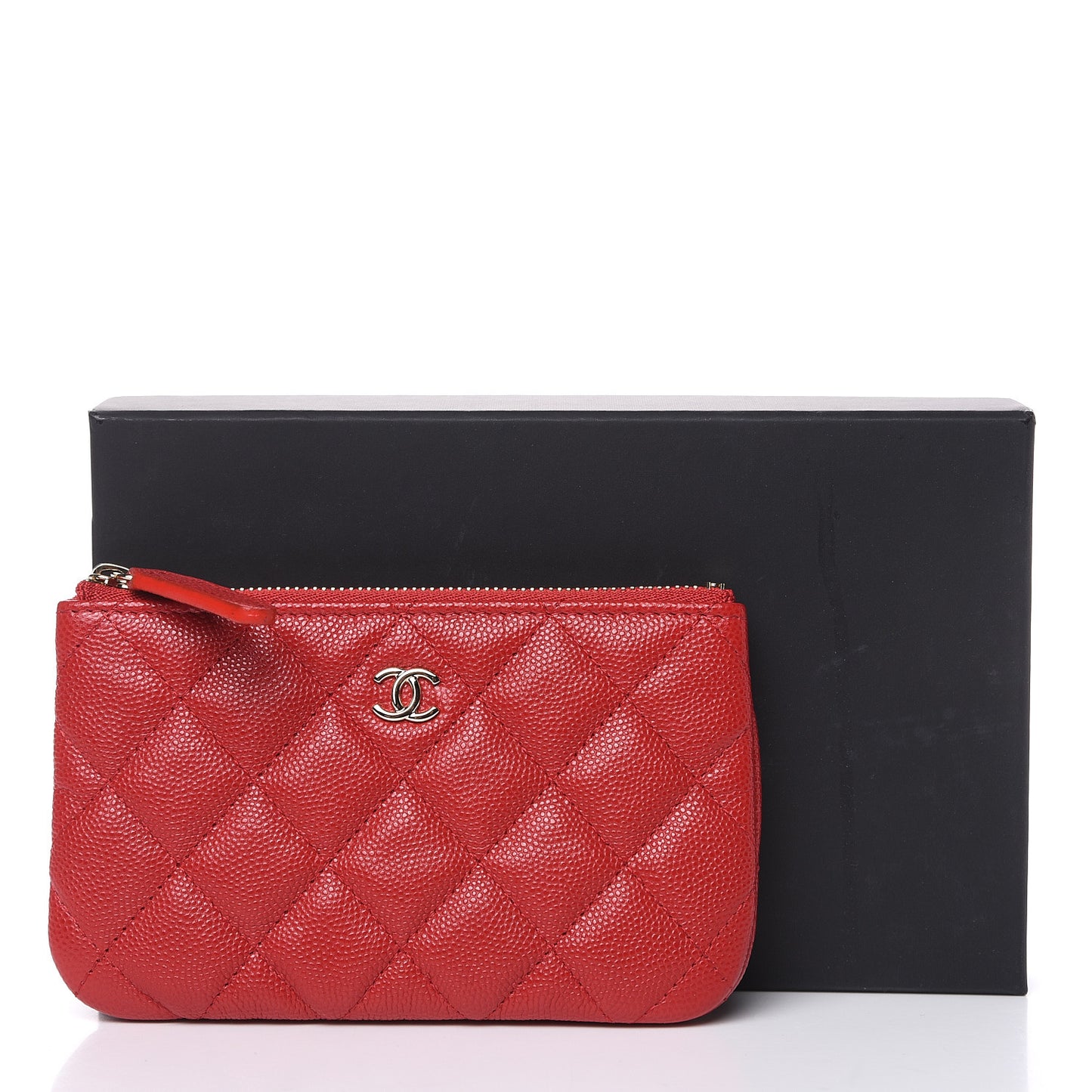 Caviar Quilted Small Cosmetic Case Red