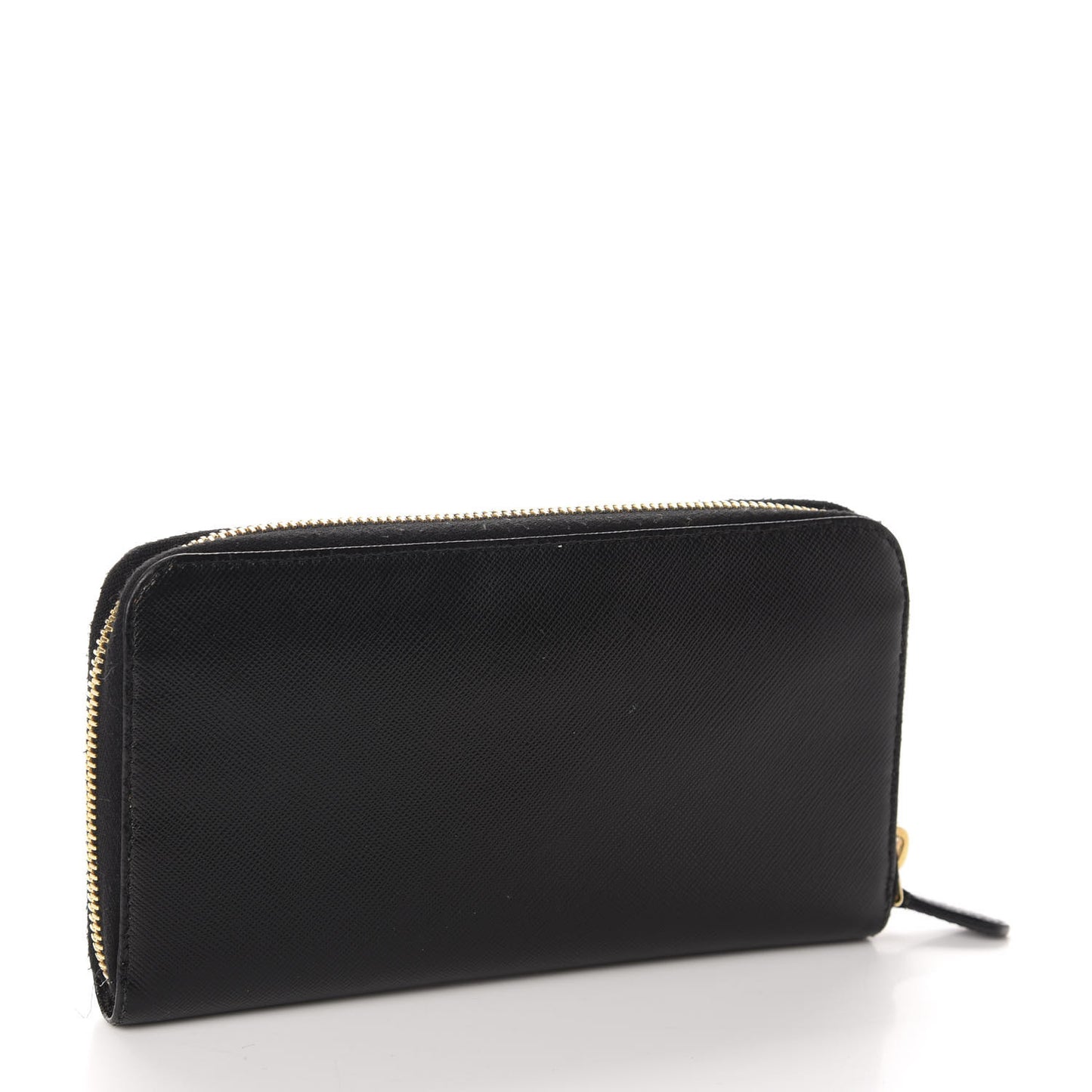 Saffiano Metal Zip Around Wallet Black