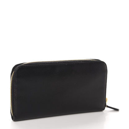 Prada Saffiano Metal Zip Around Wallet Black 3 of 13