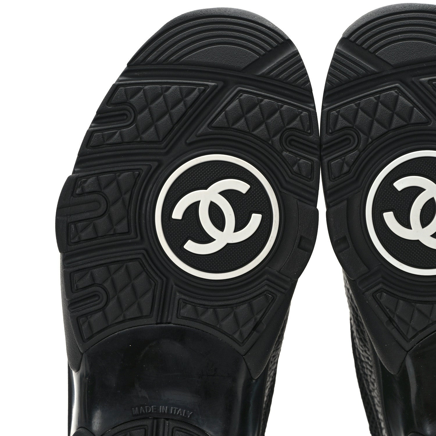 Chanel Mesh Suede Grained Calfskin Womens CC Sneakers 39 Black White 6 of 9