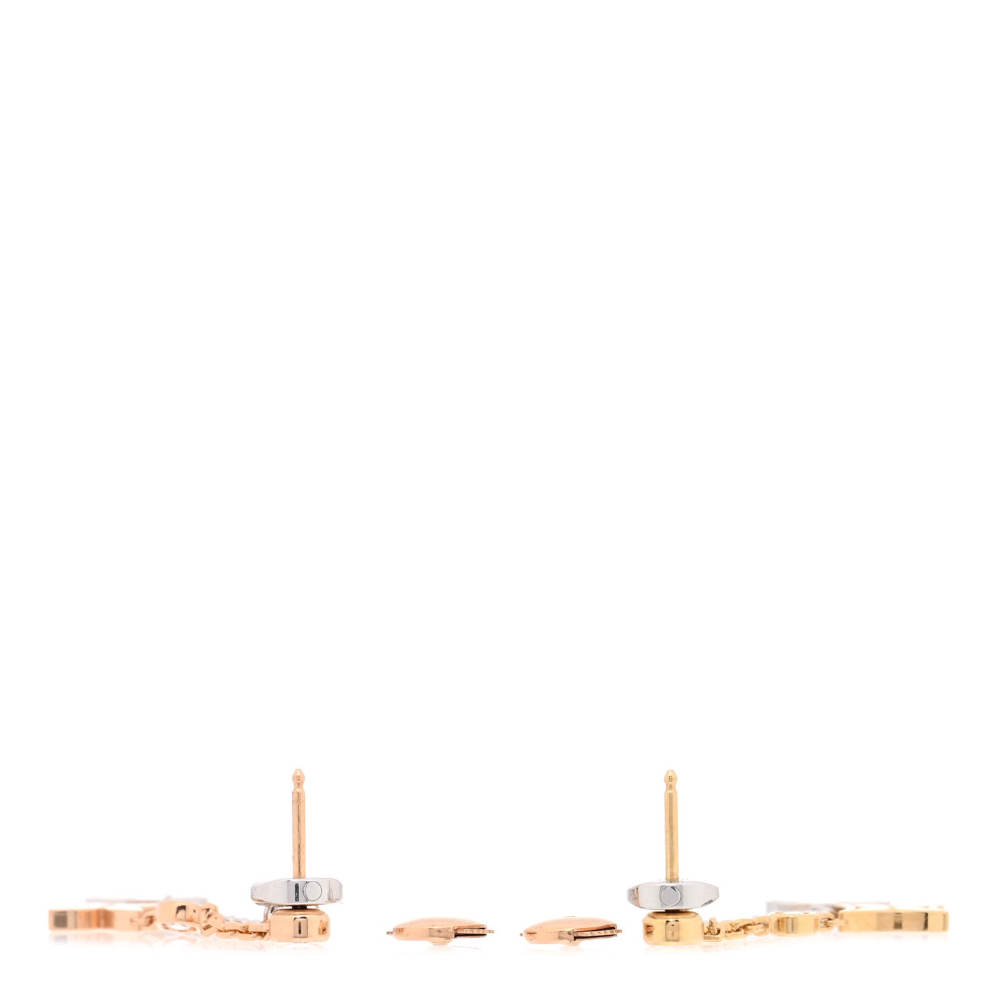 18K Yellow White Pink Gold Diamond Blossom Long Drop Earrings