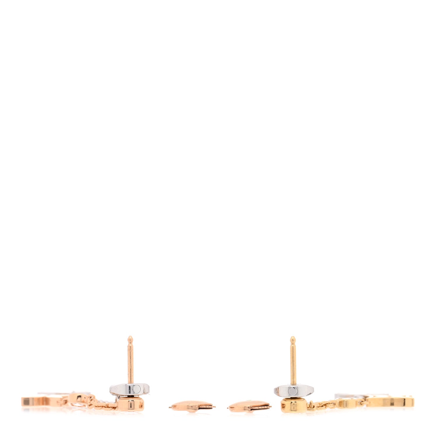Louis Vuitton 18K Yellow White Pink Gold Diamond Blossom Long Drop Earrings 3 of 4
