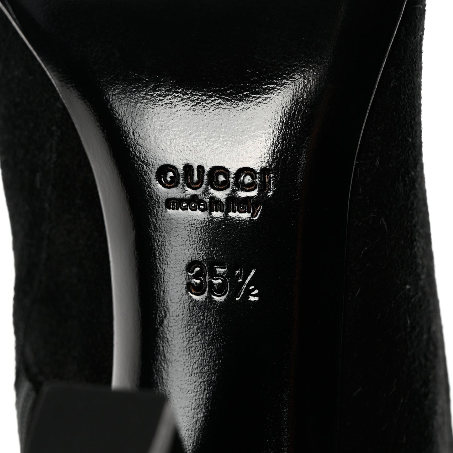 Suede Knee High Web Boots 35.5 Black