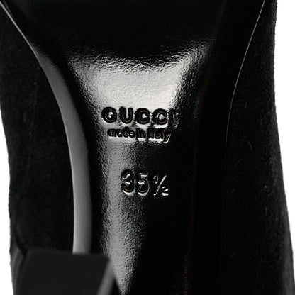 Gucci Suede Knee High Web Boots 35.5 Black 8 of 9