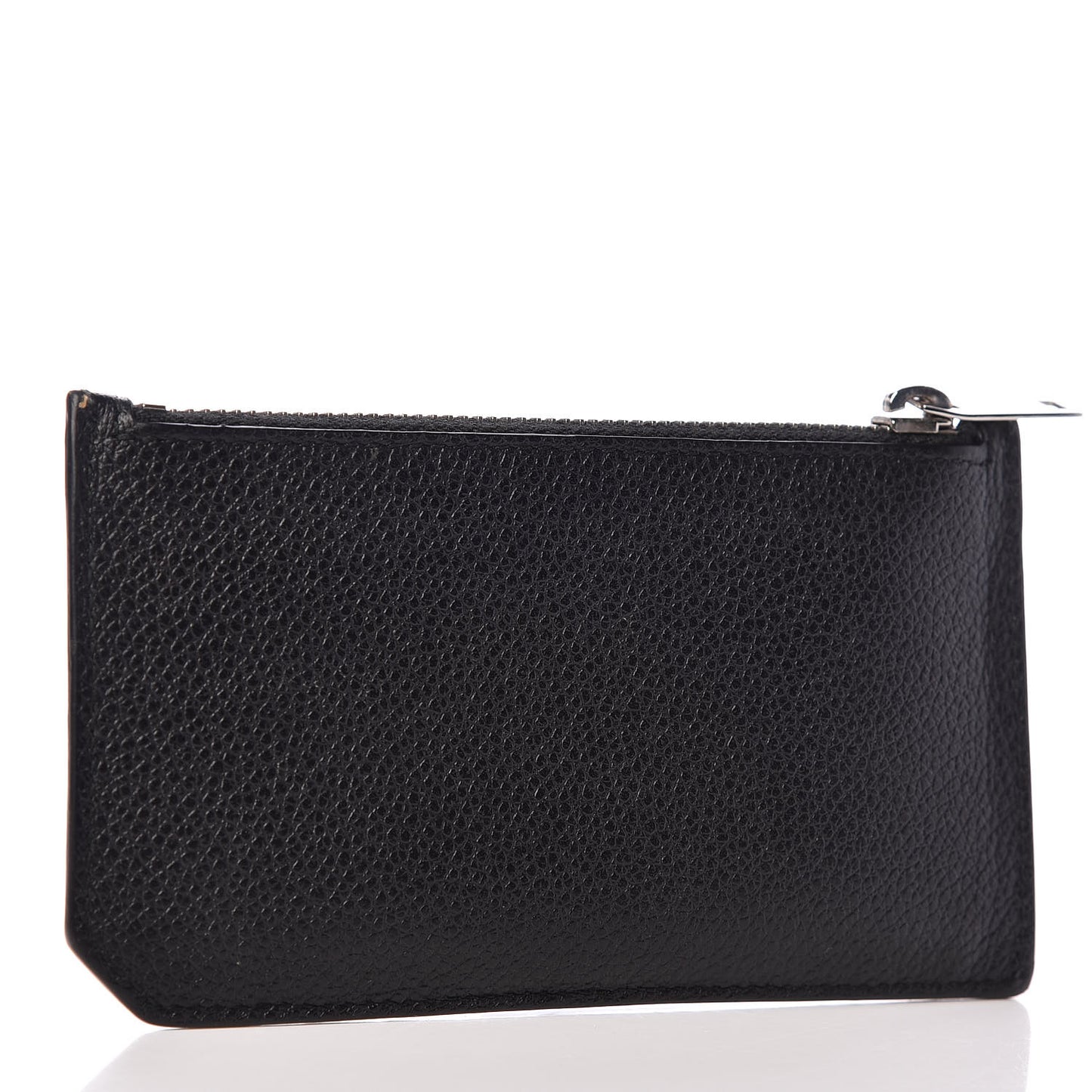 Grained Calfskin 5 Fragments Zip Pouch Card Holder Black