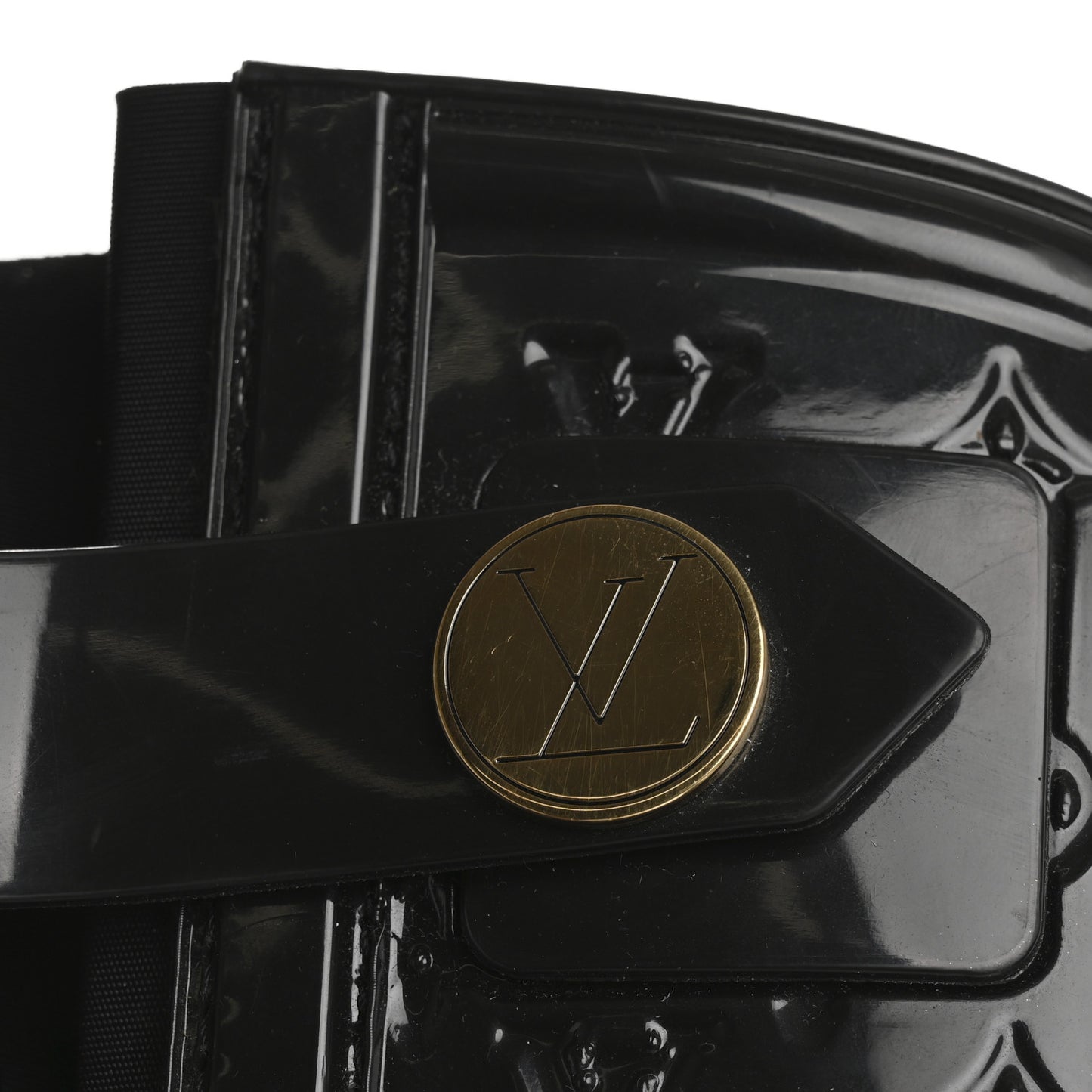 Rubber Embossed Monogram Drops High Rain Boots 37 Black